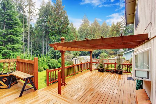A bright and beautiful deck area